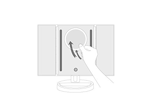 KEDSUM Generic Spiegel Triptychon 1 x beleuchtet mit 1 kleiner Spiegel 5 x Vergrößerung bis 3 Saugnapf, Touchscreen, 180 ° Rotation,Taschenspiegel, Make-up, Spiegel,Tisch, Licht LED,Triple zusammenklappbar - 8