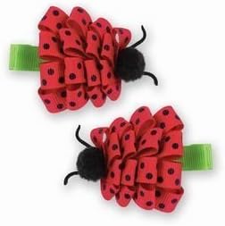 Lucky Red Ladybug Hair Bow Clips, 2 Count by Bearington