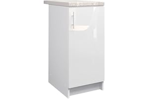 JD Greta Fixed Height 400mm Kitchen Base Cabinet Floor Unit with 38mm Worktop – White Gloss