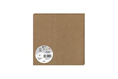 Clairefontaine 29012C - Un paquet de 25 Cartes Pollen 16x16 cm 210g, Kraft brun