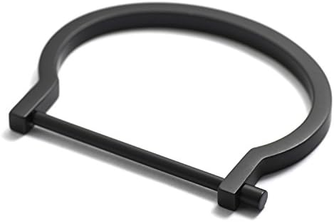 BIJOUONE Matte Black Modern Screw Cuff Bracelet, Size Small