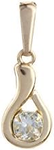 Funkyrox 9ct Yellow Gold curl Shape Teardrop with Real Aquamarine Blue Stone Pendant/Without Chain