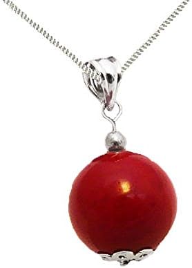 Austral Jewellery Ltd925 Sterling Silver Bamboo Coral Round Pendant with a 41cm Silver Chain - May Birthstone - Gift Boxed for your very own May Princess