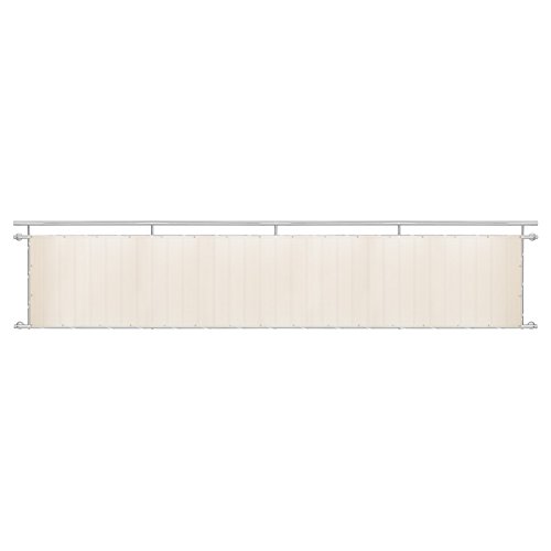 Balkonumspannungen Balkonverkleidung Sichschutz Balkonbespannung Balkon Winschutz Balkonstoff VENTANARA® (500 x 75 cm, Creme) - 4