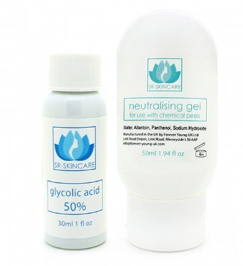30ml 50% Glycolic Acid Peel for Face Normal Skin with 50ml Neutraliser Gel and Free Applicator Brush. Wrinkle Anti-ageing for fresh youthful looking skin