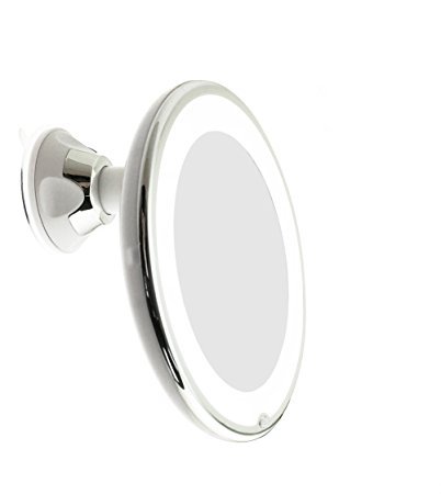 Miss Sweet 10 x LED illuminato Magnifying makeup Mirror specchio a ventosa, Y Black, A 10X 7.7inch