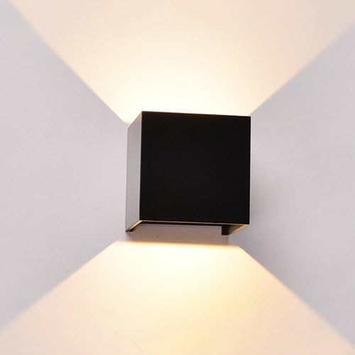Pointhx Modern Minimalist Rectangle Rustproof Waterproof Aluminum Wall Lamp Energy Saving LED Metal Wall Sconce Lights for Balcony Corridor Aisle Bedroom ( Color : Black )