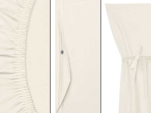 Serie basic von schlafgut aus 100% Baumwolle in 30 Uni-Farben +++ Mako-Jersey-Spannbetttuch +++ Mako-Jersey-Kissenbezug erhältlich in 3 Größen, ecru, Spannbetttuch 90-100 x 200 cm - 4