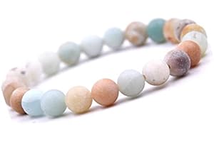UNIQUE GEMS Bracelet chakra unique en amazonite avec des perles mixtes en pierre naturelle de 8 mm, fabriqué à la main pour femmes, hommes et enfants – Fabriqué en Allemagne