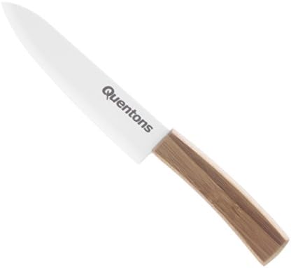Ceramic Chef Knife, White Blade and Bamboo Grip Handle (Chef 6'' Normal Edge)