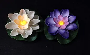 SATYAM KRAFT Waterproof Flame Less Floating Led Candle, Lotus for Home Decoration and Craft (2 Pieces, Multi Color)