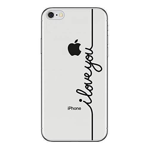 Preisvergleich Produktbild Homikon Silikon Hülle Karikatur Kreativer Text TPU Silikon Tasche Handyhülle Transparente Durchsichtig Weiche Schutzhülle Stoßdämpfend Soft Case Cover Kompatibel mit iPhone 6 / 6S - I Love You