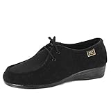  Zapatilla Mujer Calle DOCTOR CUTILLAS en Tejido paño Color Negro, Cierre de Cordones, Piso bajo Goma Antideslizante - Ancho Especial - 721-345 (41 EU, Negro)