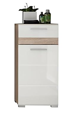 Maisonnerie 1318-802-96 Meuble de Salle de Bain pour Dessous d'Evier Chêne de San Remo Claire Blanc Ultrabrillant 37 x 80 x 31 cm