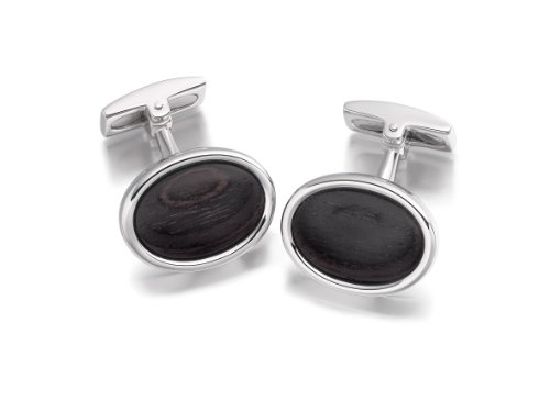 Hoxtons London Herren Sterling Silber Ebenholz Ovale Manschettenknpfe