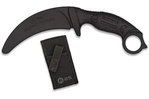 K25 - RUI KNIVES Cuchillo Entrenamiento de goma Negro Hoja 10,6 para entrenar artes marciales, dummy, airsoft, paintball, practicar, decoración, 100% seguro K25 32336 + Portabotellas de regalo