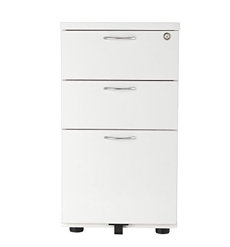 Office Hippo Heavy Duty 3 Drawer Desk High Pedestal, Pre-Assembled - Wood, White