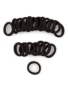 Dark Brown Gentle Hold Mini Soft and Stretchy Seamless Elastic Nylon Fabric Rolled Small Color Match Ponytail Holders for Kids, Braids and Fine Hair - 20 Hair Ties