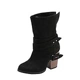 TianWlio Boots Stiefel Schuhe Stiefeletten Frauen Herbst Winter Über Das Knie Stiefel Flache Stiefel Schuhe Stiefel Freizeit Schuhe Weihnachten Schwarz 43
