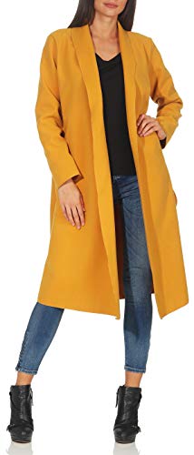 Malito Lungo Cappotti Cascata-Design Cardigan Basic 3050 Donna Taglia Unica (Giallo)