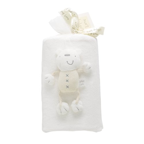 Lollipop Lane Luxury Fleece Blanket Pram and Teddy (Cream)