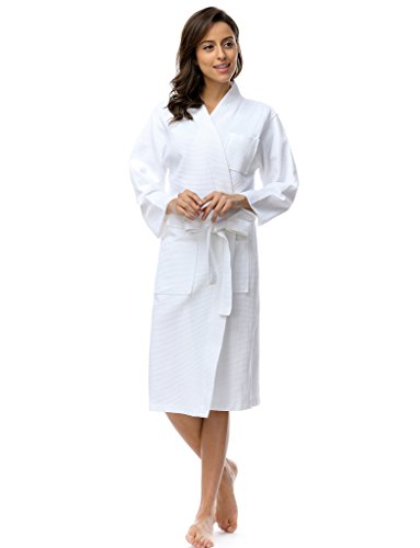 Damen Einfarbiger 100% Baumwolle Waffel Bademantel Kimono für Frauen - 6