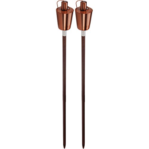 2x Gartenfackel Kupfer aus INOX-Edelstahl und Echtholzstiel 110cm Party Deko Fackel Party