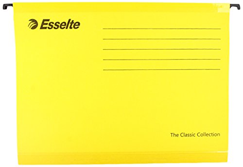 Esselte Carpeta colgante  Tama  o A4  Cart  n kraft reciclado  Visor de pl  stico transparente  Amarillo  Classic  90314  Caja de 25
