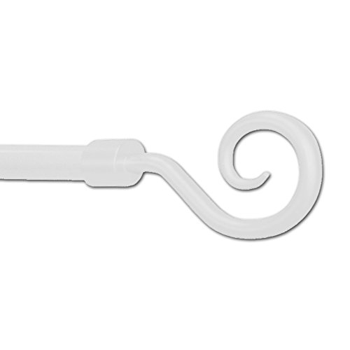 JEMIDI Gardinenstange Stilgarnitur 130cm bis 240cm ausziehbar Gardinen Stange Vorhang (Weiss, Kringel)