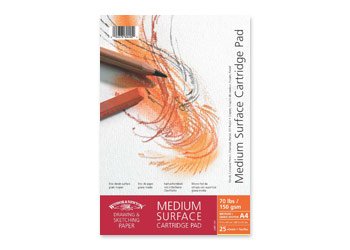 Winsor & Newton Zeichenblock, mittlere Körnung, reinweiß, Spiralbindung, reinweiß, 150g/m², 25 - Blatt, DIN A4