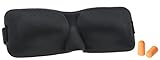 FiveSeasonStuff® All Season Comfortable Breathable Sleeping Eye Mask / Eye Mask / Sleep Mask for Air Travel or Peaceful Night Rest (3D Eye and Nose Contoured) Black + FiveSeasonStuff Premium Ear Plugs EM1