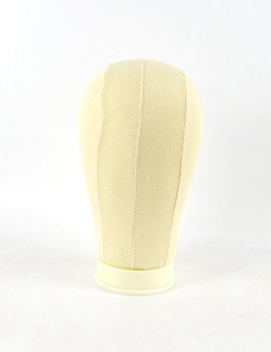 Sunwell Canvas Wig Block Head for Wig Making Styling and Display Premium Quality Wig Stand Mannequin (22" Circumference, Beige Color)