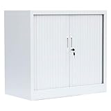 Kein Aufbau notwendig!! Fix und fertig montiert!! Hochwertiger Profi Stahl Querrollladenschrank/Sideboard 80cm breit, mit einem Einlegeboden, 2 Ordnerhöhen sowie leichtgängige und geräuscharme Querrolladentüren mit Griffmulde. Verschließbar durch Hakenriegelschloss mit 2 Schlüsseln. Der Rolladenschrank ist TÜV geprüft und hat ein GS-Zeichen. Sie erhalten einen langlebigen Stahl-Querrolladen-Schrank der Jahrzehnte nichts von seiner erstklassigen Qualität verlieren wird.