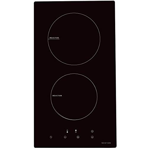 NOXTON Plaque de Cuisson à Induction Encastrable Cuiseur de Table électrique 2 foyers de Cuisson en Verre Noir Avec Capteur Contrôles Tactiles