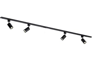 Qub Focus III – Système d’éclairage LED monophasé – 2 rails de 1m (200cm) – 4 spots GU10 orientables – forme en I – noir – modulable – design moderne