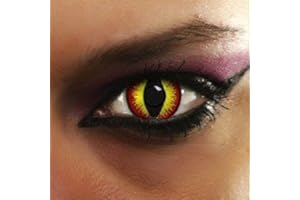 MYSA LENS® Lentilles De Contact De Couleur Fantaisie Crazy Lens Cosplay Halloween Devil Rouge Red Devil Etui Offert 12 Mois sans correction