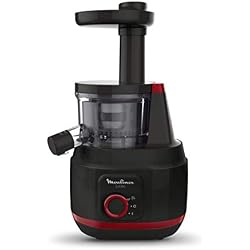 Moulinex juiceo Extracteur de Jus à froid, 150 W, 0,8 litres, plastique, noir et rouge