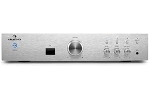 Auna Bluetooth Amplifier Hifi, Amp Stereo System AV Receiver, Stereo Amplifier Hifi Bass & Treble Control, 1 Channel Audio Power Subwoofer Hi-Fi Amplifier and Speaker w/ Remote Control & AUX Input