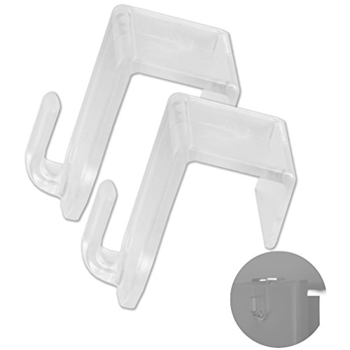 Fensterhaken Türhaken als Dekoaufhänger 2er Pack, Klemmhalter für Vitragestangen Auswahl: klar – transparent - 2