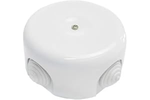 OASHISU Caja de derivación de porcelana para instalaciones de 4 salidas. Cubre cables y cubrecables de cerámica color blanco, diámetro 90 mm, profundidad 44 mm