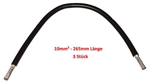 Preisvergleich Produktbild MicroParts - 3 Stück Verdrahtungsbrücke 10mm² - 265mm Länge - Schwarz Kabelbrücke Verbindungsleitung 10mm 10qmm