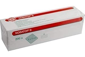 NOBA VERBANDMITTEL NOBATOP 8 Vliesstoffkompressen 200 Stück Kompressen 4-fach (5,0 x 5,0 cm)