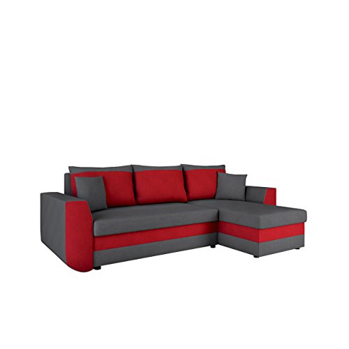 Mirjan24 Ecksofa Sena, Eckcouch mit Zwei Bettkasten, Couch L-Form Sofa, Farbauswahl, Schlaffunktion, Bettfunktion, Wohnlandschaft, Seite Universal, vom Hersteller (Alova 36 + Alova 46)