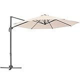 tectake 800684 Parasol Déporté excentré de Plage de Balcon de Jardin à Pied, en Aluminium, inclinable et réglable en Hauteur, Protection UV 50+, Ø 300 cm - Plusieurs Coloris - (Beige | no. 403133)