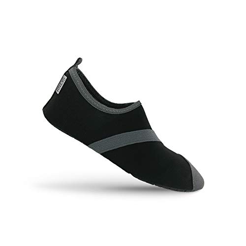 Fitkicks Zapatillas Flexibles, Ideales para Yoga, Ballet y Deportes acuáticos - 38-39 EU/Large - Negro/Gris