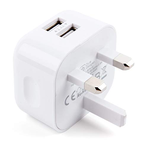 DURAGADGET Dual USB 3-Pin UK Socket Plug Mains Wall Adapter & Charger for the Blackview P6000, A20, BV5800, BV7000, BV10000 Pro