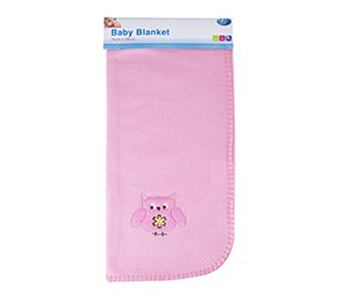 Fleece Baby Blanket with Embroiderered Animal Design 'First Steps'