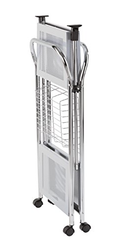 WENKO 900060100 Beistell- und Küchenwagen Sunny – zusammenklappbar, Ablagekorb, Chrom, 60 x 90 x 44 cm, silber - 2