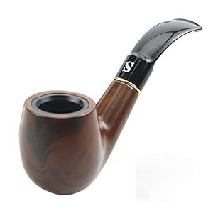 LEZDPP New Traditional Style Ebony Natural Wood Handmade Pipe Bent Round 2 Type Gift (Color : B)