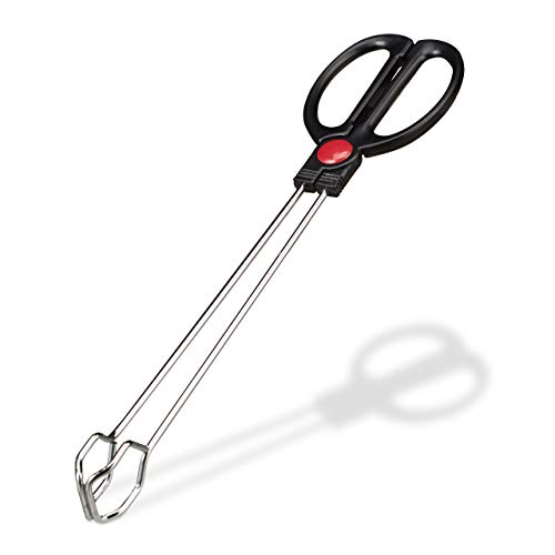 spécification Relaxdays 10022934 Pince à Barbecue Qualité Alimentaire Retourner Servir Poignées ergonomiques Acier Plastique 35 cm, Argent/Noir